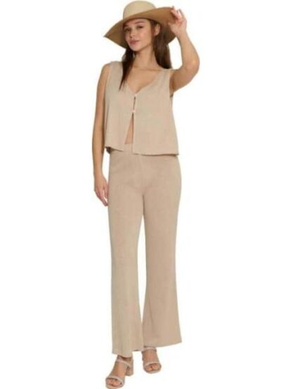 PANTALON TEJIDO CORTE RECTO BEIGE HOLLY LAND - Image 5