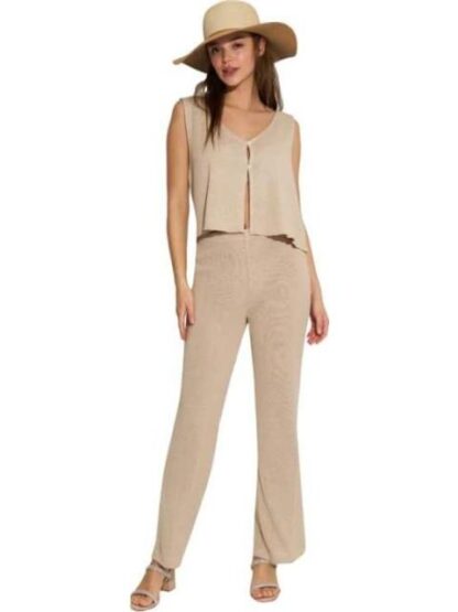 PANTALON TEJIDO CORTE RECTO BEIGE HOLLY LAND - Image 6