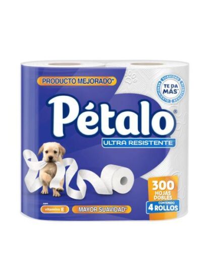 PAPEL HIGIENICO PETALO 300 HOJAS 4 ROLLOS