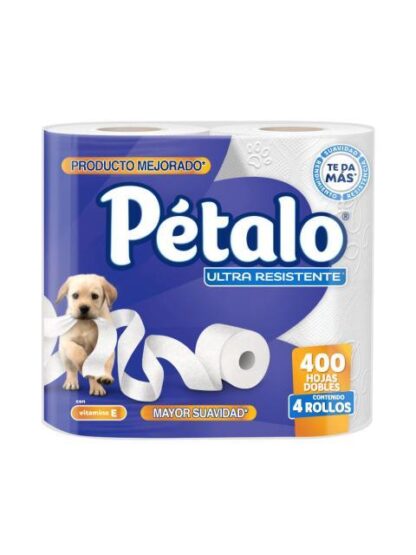 PAPEL HIGIENICO PETALO 400 HOJAS 4 ROLLOS