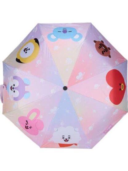 PARAGUAS PORTATIL BT21 ROSA BT21