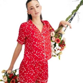 PIJAMA CAMISA Y SHORT ROJO LOVE TO LOUNGE