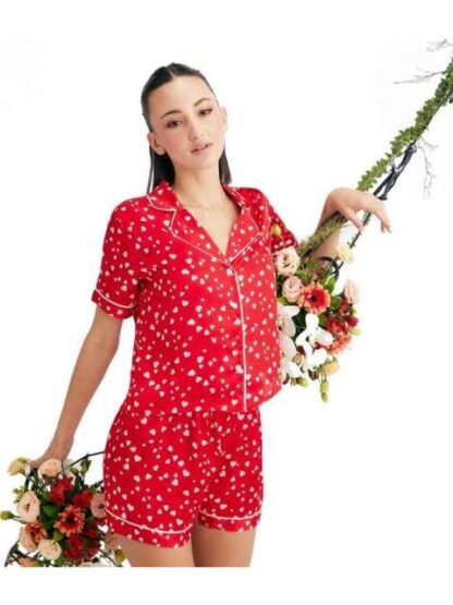 PIJAMA CAMISA Y SHORT ROJO LOVE TO LOUNGE