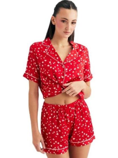 PIJAMA CAMISA Y SHORT ROJO LOVE TO LOUNGE - Image 2