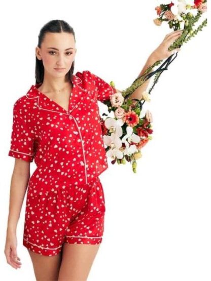 PIJAMA CAMISA Y SHORT ROJO LOVE TO LOUNGE - Image 3