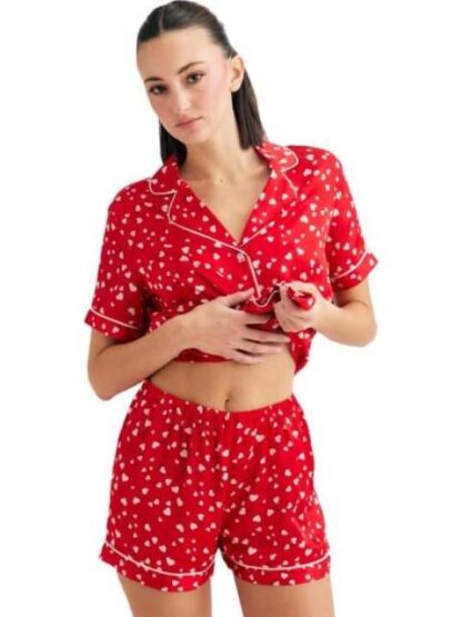 PIJAMA CAMISA Y SHORT ROJO LOVE TO LOUNGE - Image 4