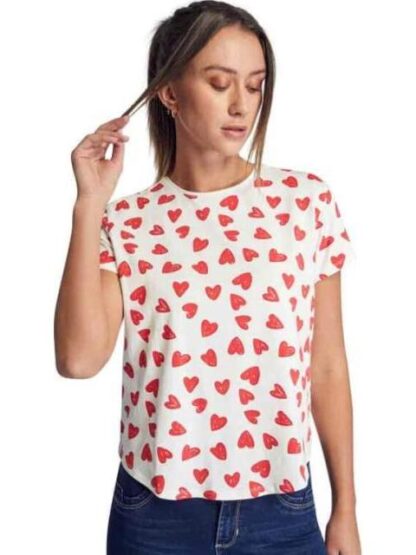 PLAYERA CORAZONES BLANCO HOLLY LAND