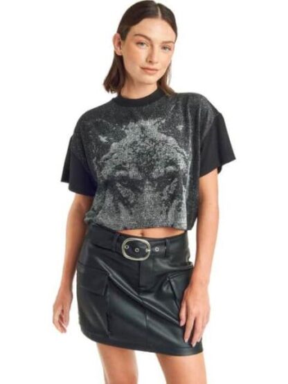 PLAYERA CROP NEGRO HOLLY LAND