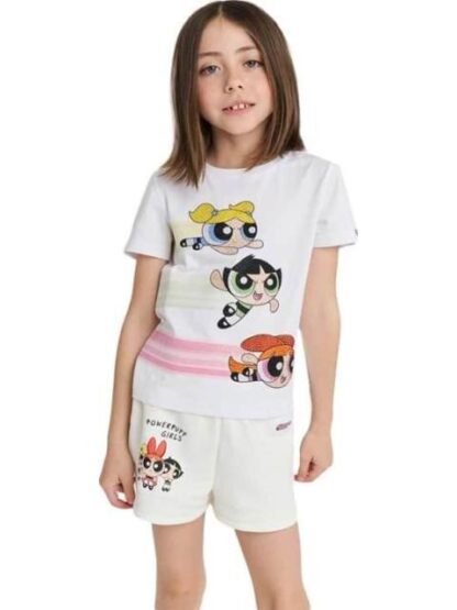 PLAYERA ESTAMPADA APLICACIONES BLANCO LAS CHICAS SUPER PODEROSAS