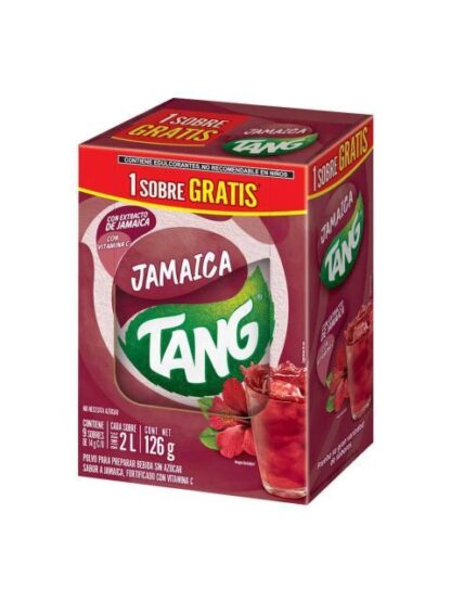 POLVO PARA PREPARAR BEBIDA TANG SABOR JAMAICA PAQUETE CON 8 SOBRES