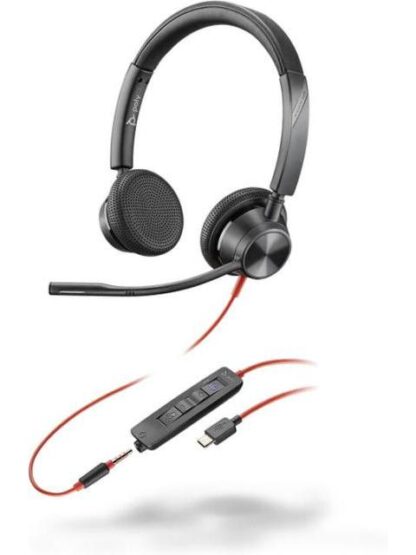 POLY AUDIFONOS CON MICROFONO BLACKWIRE 3325 ALAMBRICO 1.2 METROS USB-C NEGRO