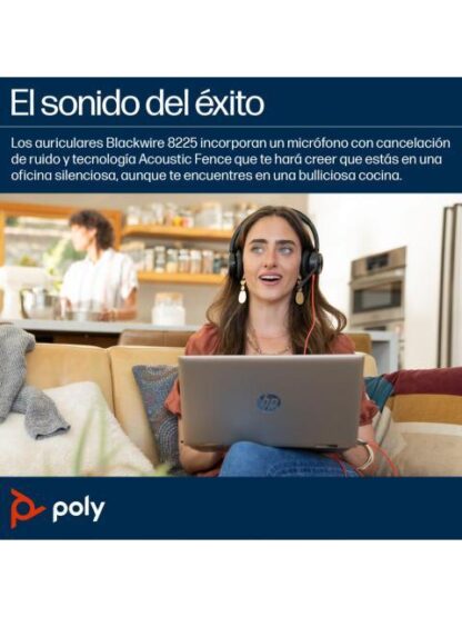 POLY AUDIFONOS CON MICROFONO BLACKWIRE 8225 ALAMBRICO 2.2 METROS USB C NEGRO - Image 4