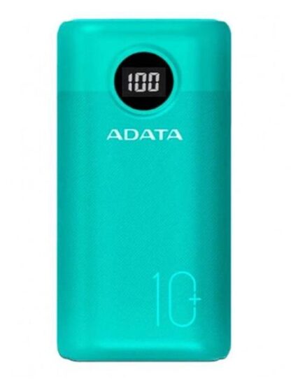 POWERBANK ADATA P10000QCD 10 000 MAH. DOS PUERTOS USBA Y UN PUERTO USBC CARGA TRES DISPOSITIVOS SIMULTANEAMENTE INDICADOR DE CARGA COLOR VERDE.