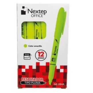 RESALTADOR NEXTEP NE084A TIPO PLUMA COLOR AMARILLO PUNTA CINCEL CON 12 PIEZAS