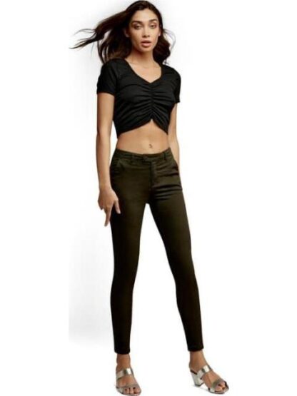 PANTALON CINTURA REGULAR CORTE SKINNY VERDE OLIVO HOLLY LAND - Image 4