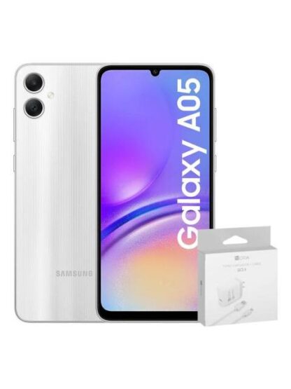 SAMSUNG GALAXY A05 DUAL SIM 128 GB SILVER 4 RAM + POWER ADAPTER GENERICO 20W