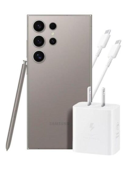 SAMSUNG GALAXY S24 ULTRA 12GB 512GB 5G GRIS + ADAPTADOR 25W EP-T2510 CABLE BLANCO