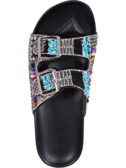 SANDALIA CASUAL CON PIEDRAS NEGRO VI LINE - Image 3