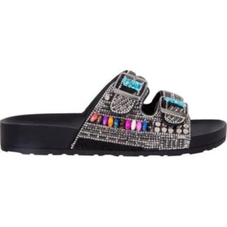 SANDALIA CASUAL CON PIEDRAS NEGRO VI LINE
