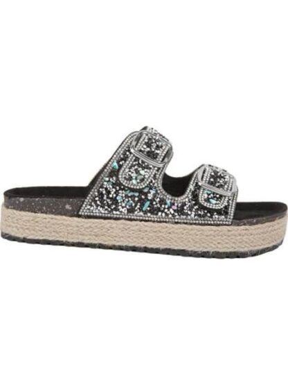 SANDALIA CON BRILLOS NEGRO VI LINE FASHION