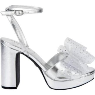 SANDALIA CON PLATAFORMA MOÑO PLATA THALIA SODI