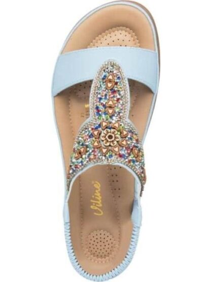 SANDALIA CONFORT CON BRILLOS AZUL VI LINE - Image 3
