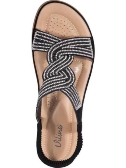 SANDALIA CONFORT CON BRILLOS NEGRO VI LINE - Image 3