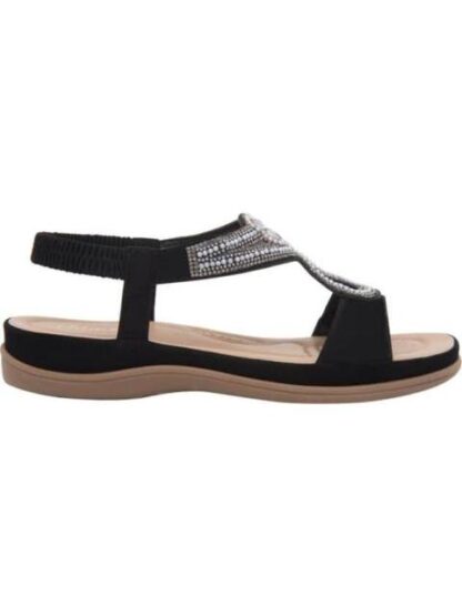 SANDALIA CONFORT CON BRILLOS NEGRO VI LINE