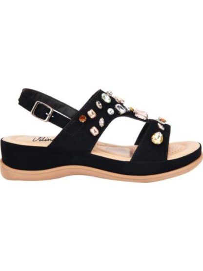 SANDALIA CONFORT CON BRILLOS NEGRO VI LINE