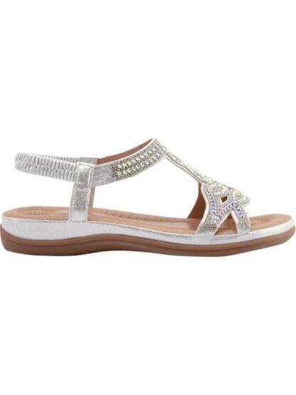 SANDALIA CONFORT CON BRILLOS PLATA VI LINE