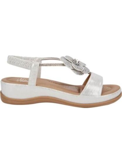 SANDALIA CONFORT CON BRILLOS PLATA VI LINE