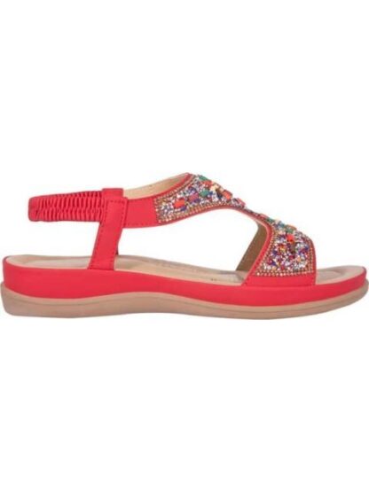 SANDALIA CONFORT CON BRILLOS ROJO VI LINE