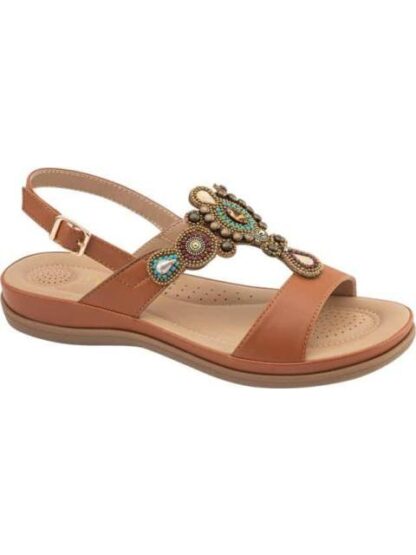 SANDALIA CONFORT CON BRILLOS CAMEL VI LINE - Image 2
