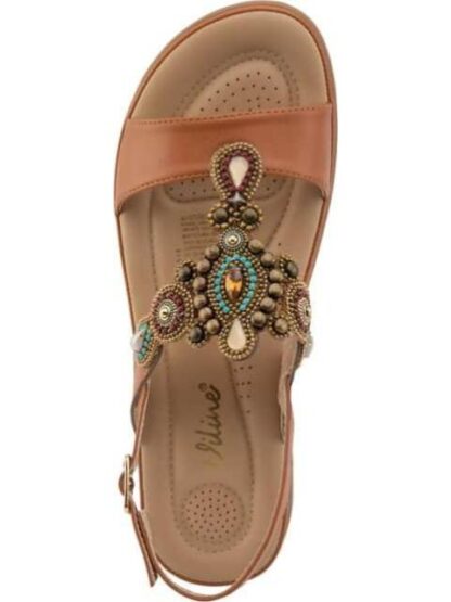 SANDALIA CONFORT CON BRILLOS CAMEL VI LINE - Image 3