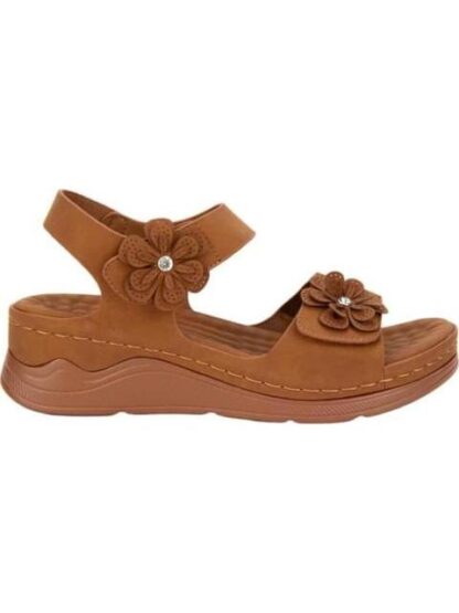 SANDALIA CONFORT FLOR COGNAC SHOSH