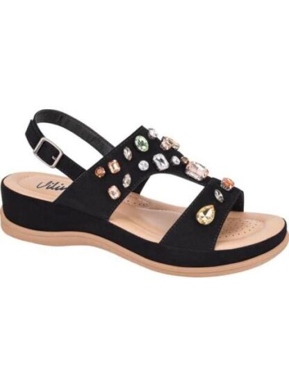 SANDALIA CONFORT CON BRILLOS NEGRO VI LINE - Image 2