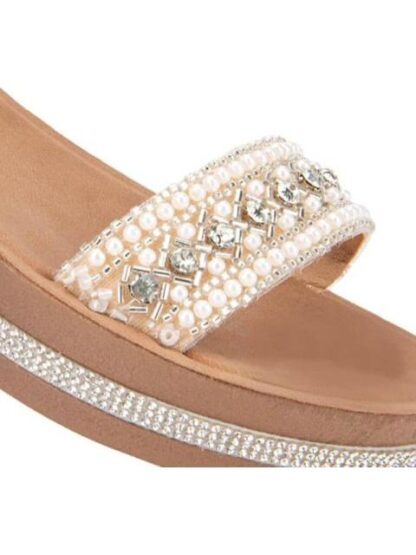 SANDALIA PLANA BRILLOS BEIGE/HUESO VI LINE - Image 6
