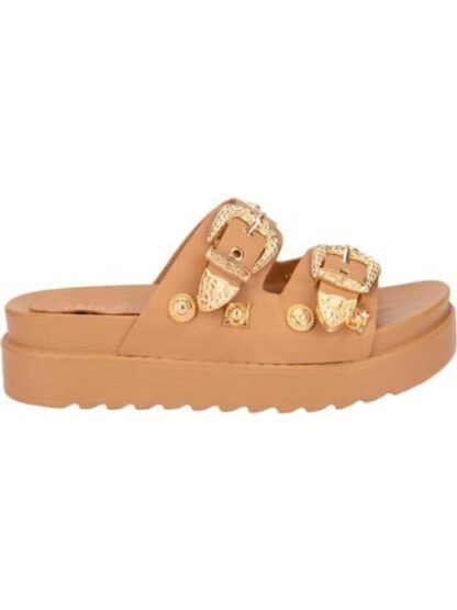 SANDALIA PLANA CAMEL VI LINE FASHION