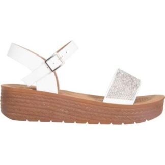 SANDALIA PLANA CON BRILLOS BLANCO VI LINE