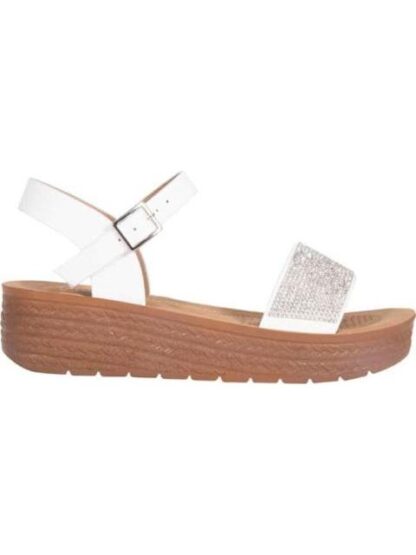 SANDALIA PLANA CON BRILLOS BLANCO VI LINE