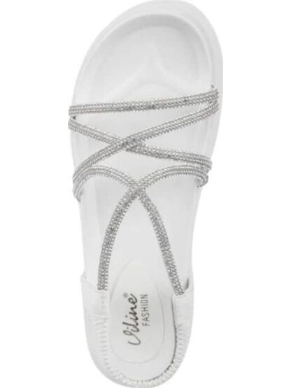 SANDALIA PLANA CON BRILLOS BLANCO VI LINE FASHION - Image 3