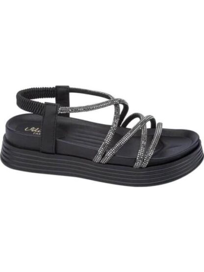 SANDALIA PLANA CON BRILLOS NEGRO VI LINE FASHION - Image 2