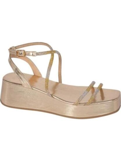 SANDALIA PLANA CON BRILLOS ORO THALIA SODI - Image 2