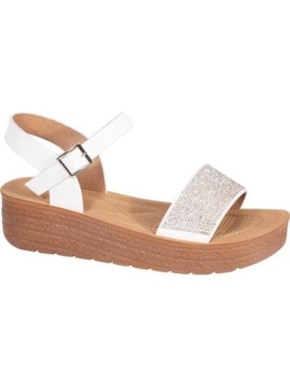 SANDALIA PLANA CON BRILLOS BLANCO VI LINE - Image 2