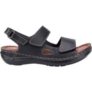 SANDALIA PLANA DE PIEL NEGRO SHOSH