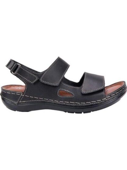 SANDALIA PLANA DE PIEL NEGRO SHOSH