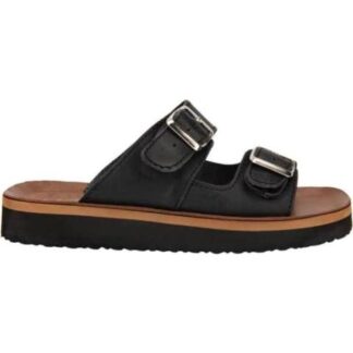 SANDALIA PLANA DE PIEL NEGRO VI LINE