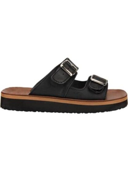 SANDALIA PLANA DE PIEL NEGRO VI LINE