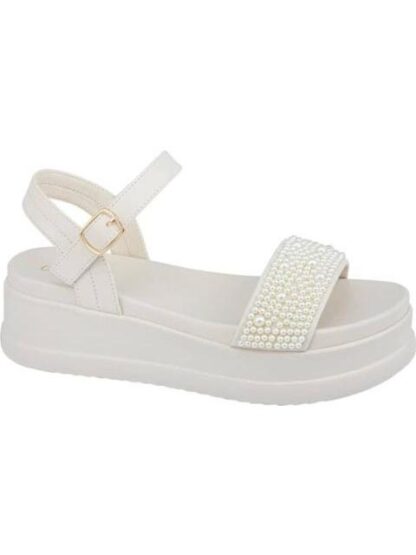 SANDALIA PLANA PERLAS BEIGE/HUESO VI LINE - Image 2