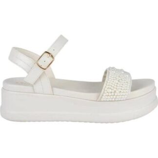 SANDALIA PLANA PERLAS BEIGE/HUESO VI LINE
